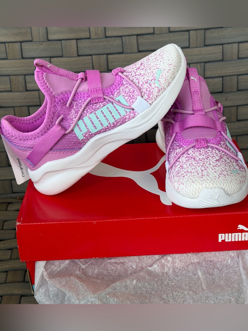 NIB PUMA Kids Girls Softride Rift Sprinkle Slip On Sneakers Shoes